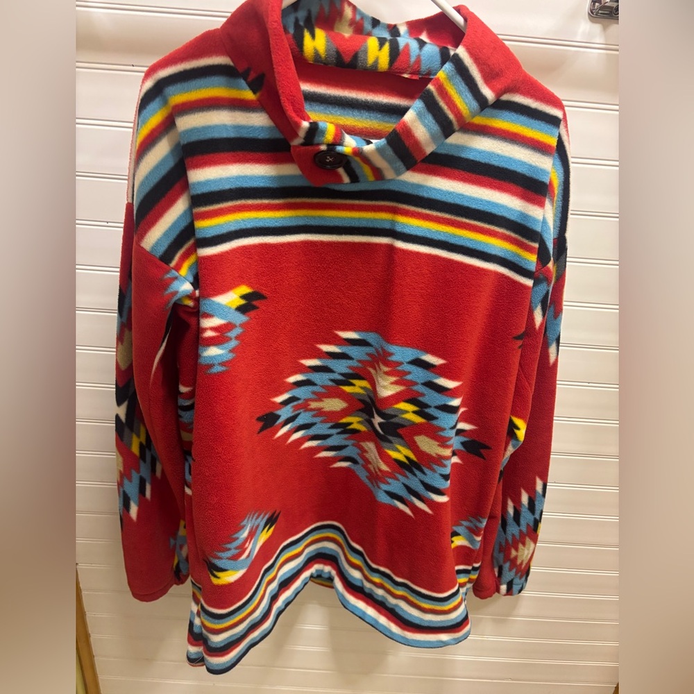 Aztec Cowl Neck Handmade Fleece Sweater